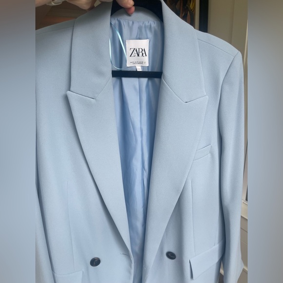 Zara Oversized Light Blue Blazer Size Large - Picture 2 of 7